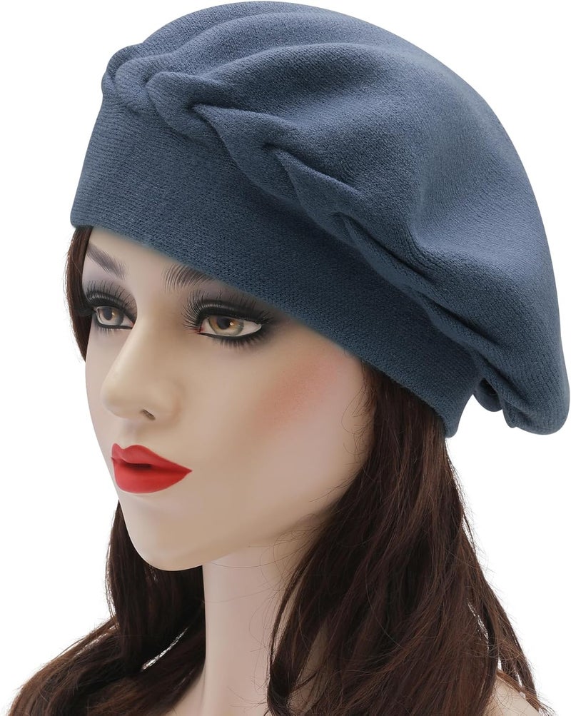 ZLYC French Beret hat, Reversible Solid Color Knit Warm Beret Cap for Womens Girls - Image 2